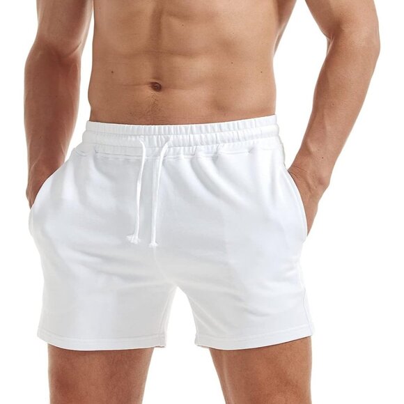 Mens Workout Sweat Shorts 5 Inch Cotton Casual Fitness Mens Athletic Gym Short - Picture 1 of 5